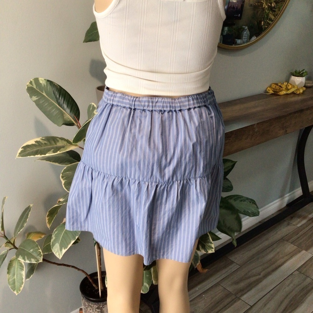 Madewell Women’s Bistro Tiered Blue And White Mini Skirt - Picture 6 of 10